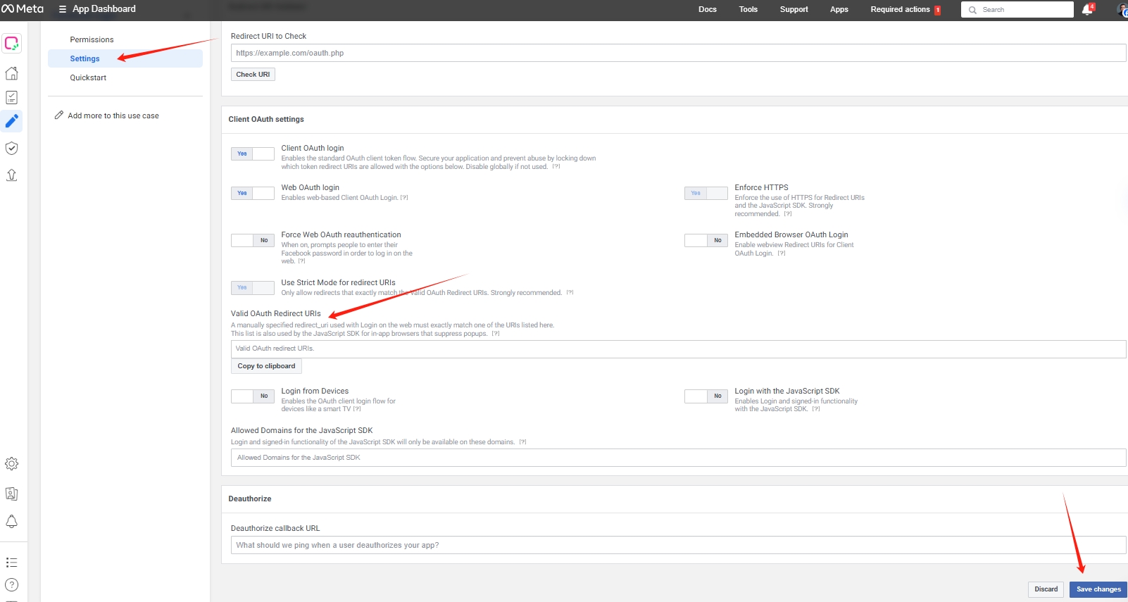set redirect url